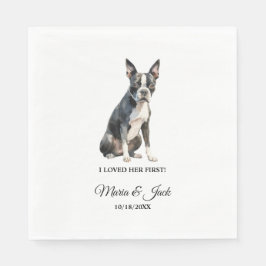 Boston Terrier Pet Cocktail Wedding Serviette