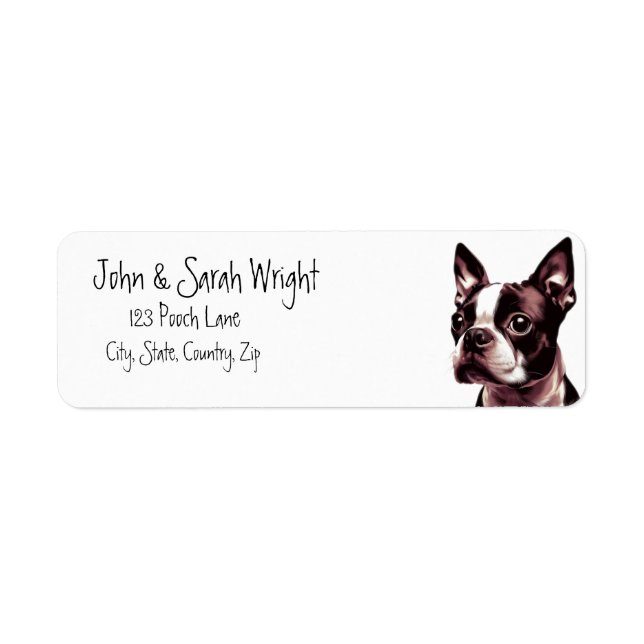 Boston Terrier Pet Dog Address Label (Vorne)
