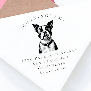 Boston Terrier Pet Hund Name & Rücksendeadresse Gummistempel
