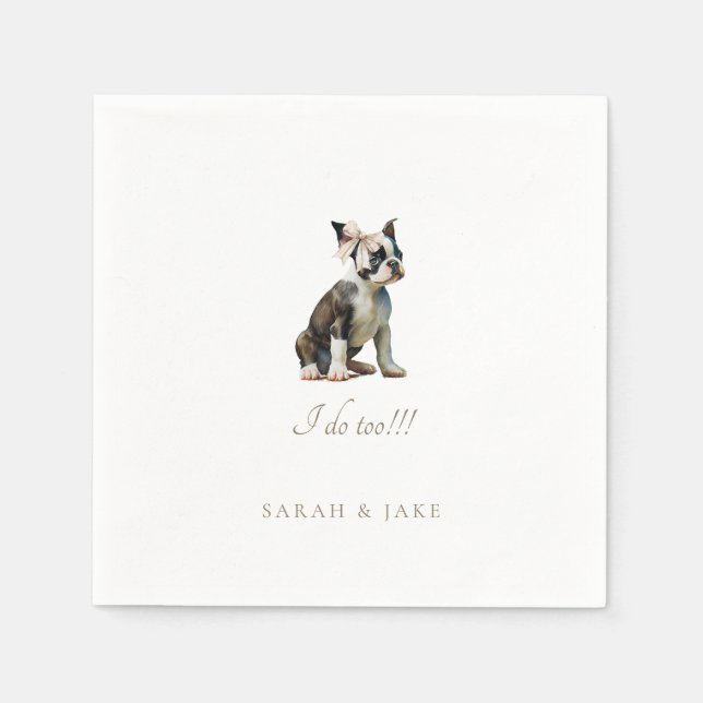 Boston Terrier Pet Wedding Napkins Serviette (Vorderseite)