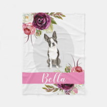 Boston Terrier pink Aquarellfarben Blume