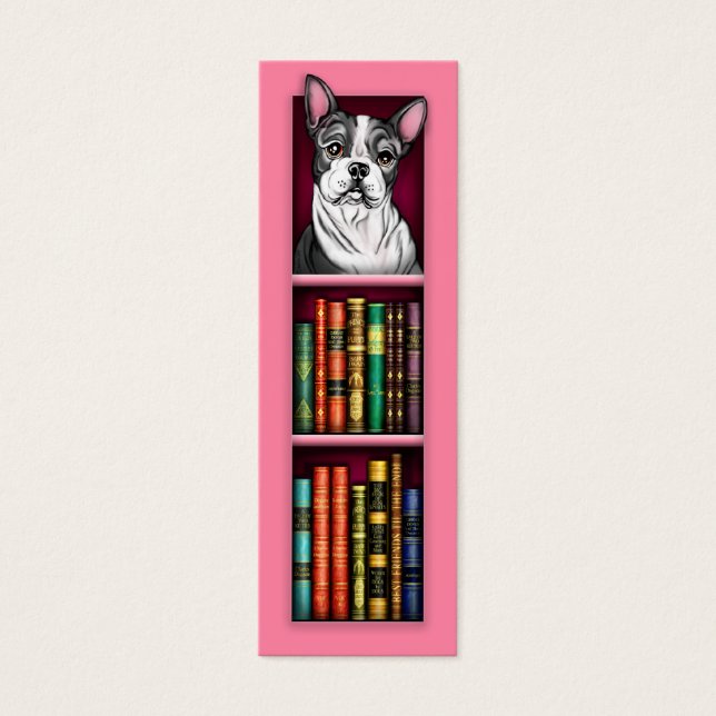 Boston Terrier Pink Lesezeichen (Vorderseite)