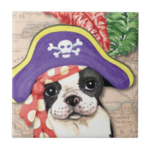 Boston Terrier Pirate Fliese