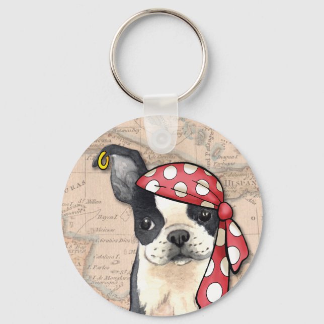 Boston Terrier Pirate Schlüsselanhänger (Vorderseite)