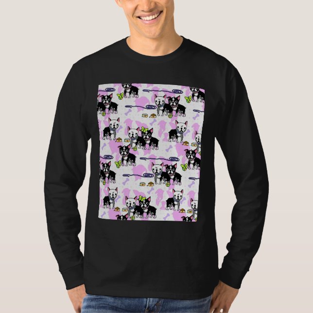 Boston Terrier Pixart Pattern Graphic T-Shirt (Vorderseite)