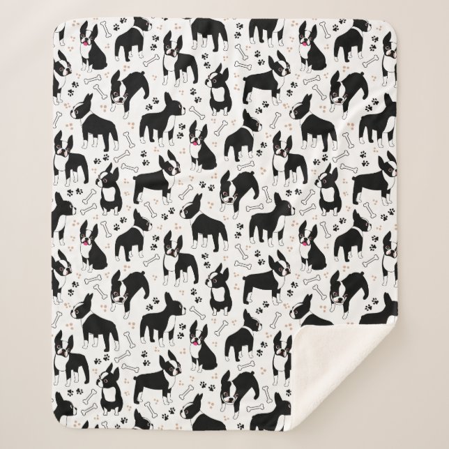 Boston Terrier Playtime Cute Dogs Sherpadecke (Vorderseite)