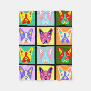 Boston-Terrier-Pop-Kunst Fleecedecke