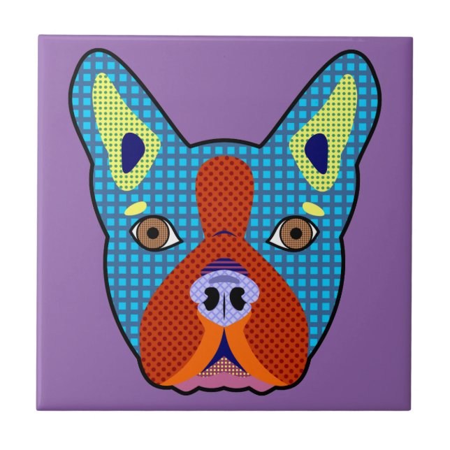 Boston-Terrier-Pop-Kunst Fliese (Vorderseite)