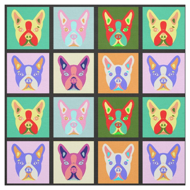 Boston-Terrier-Pop-Kunst Stoff (Muster)