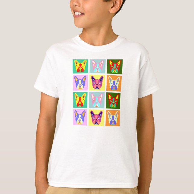 Boston-Terrier-Pop-Kunst T-Shirt (Vorderseite)