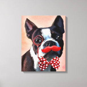 Boston Terrier Portrait mit Red Bow Krawatte Leinwanddruck