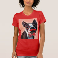 Boston Terrier Portrait mit Red Bow Krawatte und 3
