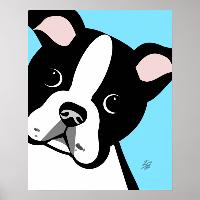 Boston Terrier Portrait Poster (Vorne)