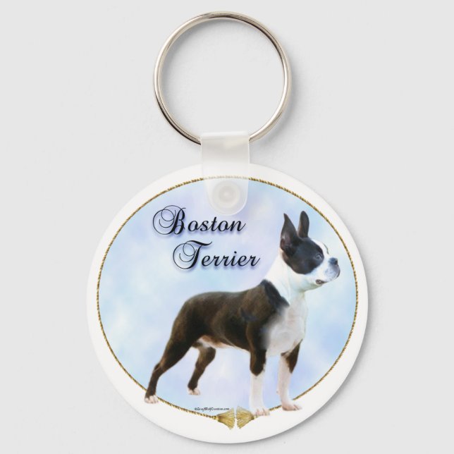 Boston Terrier Portrait Schlüsselanhänger (Vorderseite)