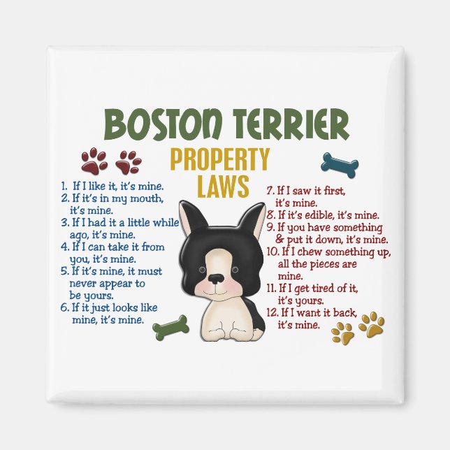 Boston Terrier Property Laws 4 Magnet (Vorne)