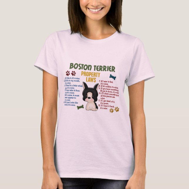 Boston Terrier Property Laws 4 T-Shirt (Vorderseite)