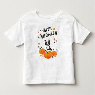 Boston Terrier Pumpkin Herbstlaubs Halloween Shirt