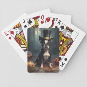 Boston Terrier Pumpkins Halloween Beängstigend Spielkarten