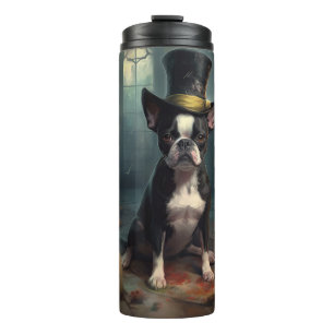Boston Terrier Pumpkins Halloween Beängstigend Thermosbecher