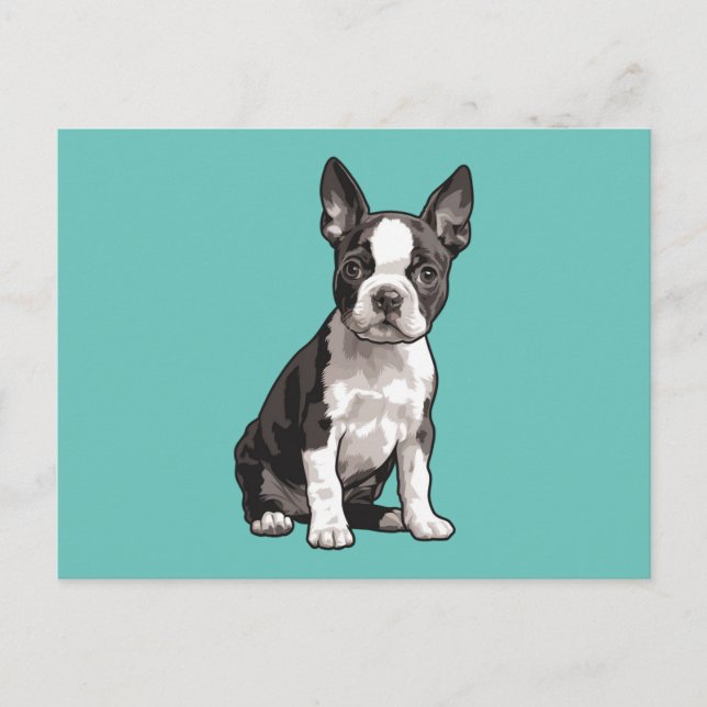 Boston Terrier Puppy Dock Postkarte (Vorderseite)