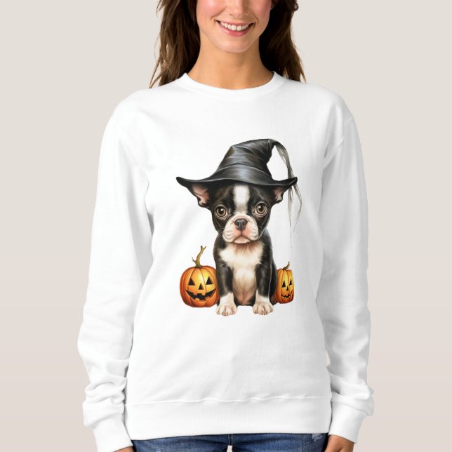 Boston Terrier Puppy Halloween Sweatshirt (Vorderseite)