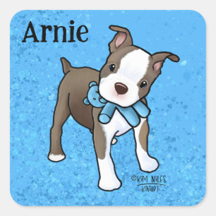 Boston Terrier Puppy Quadratischer Aufkleber