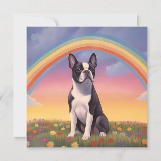 Boston Terrier Rainbow Bridge Individuelle Name Do (Vorderseite)