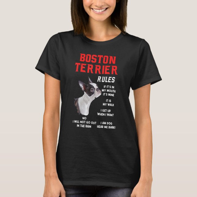 Boston Terrier regiert Spaß Dog Besitzer Haustier  T-Shirt (Vorderseite)