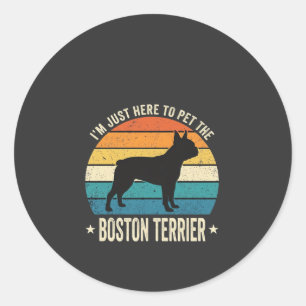 Boston Terrier Retro Hundeliebhaber Grafik_1 Runder Aufkleber