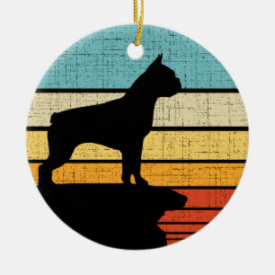 Boston Terrier Retro Vintag 60er 70er Dog Puppy Ow Keramik Ornament