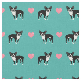 Boston Terrier Rosa Liebe Herz Stoff