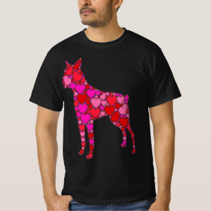 Boston Terrier Rosa Rotes Herz für Frauen Männer T-Shirt