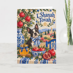 Boston Terrier Rosh Hashanah Karte