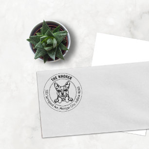 Boston Terrier Rücksendeadresse Gummistempel