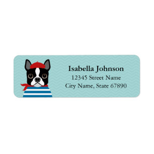 Boston-Terrier-Rücksendeadressen-Aufkleber