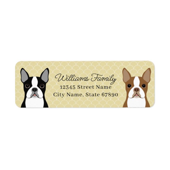 Boston Terrier Rücksendeadressen-Aufklebers (Vorne)