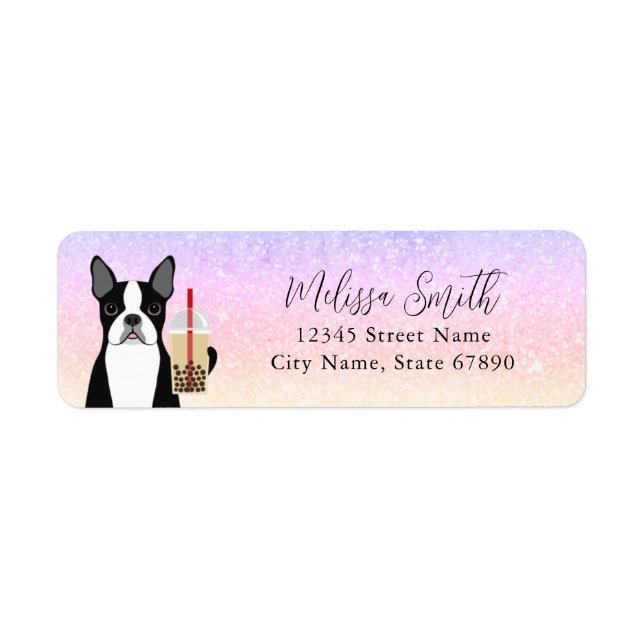Boston Terrier Rücksendeadressen-Aufklebers (Vorne)