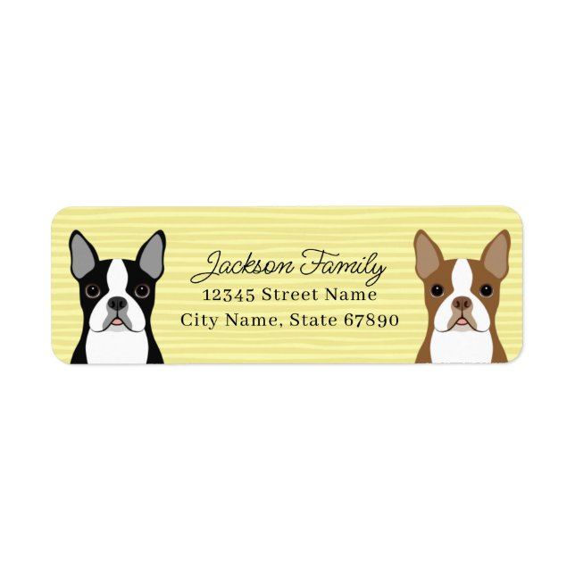 Boston Terrier Rücksendeadressen-Aufklebers (Vorne)