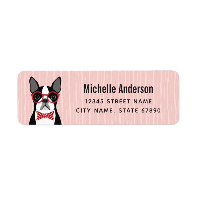 Boston Terrier Rücksendeadressen-Aufklebers (Vorne)
