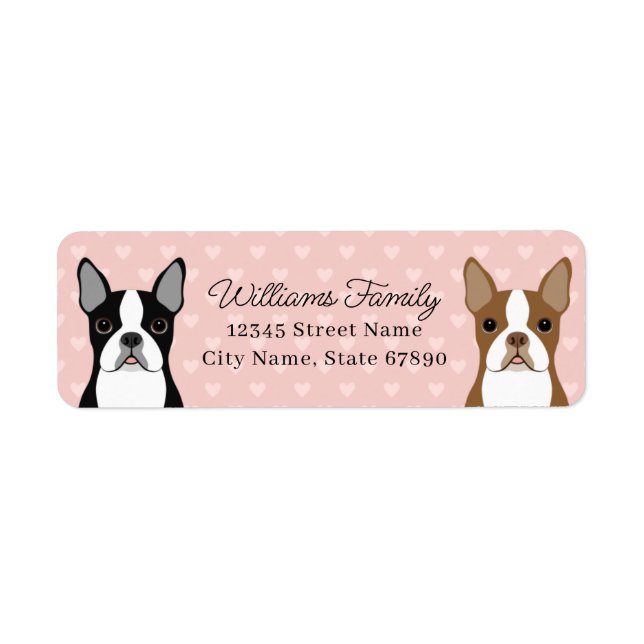 Boston Terrier Rücksendeadressen-Aufklebers (Vorne)