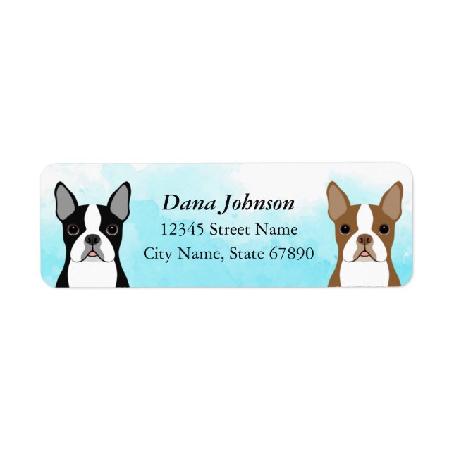 Boston Terrier Rücksendeadressen-Aufklebers (Vorne)