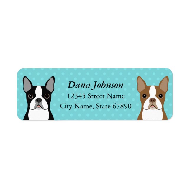 Boston Terrier Rücksendeadressen-Aufklebers (Vorne)