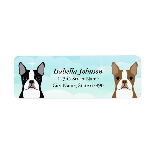 Boston Terrier Rücksendeadressen-Aufklebers (Vorne)