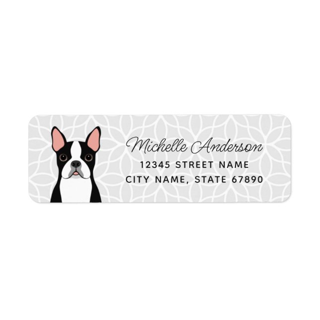 Boston Terrier Rücksendeadressen-Aufklebers (Vorne)