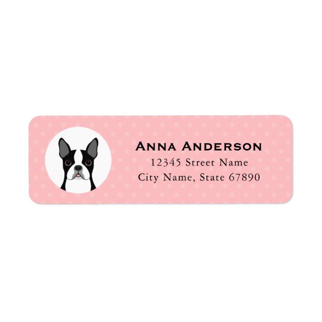 Boston Terrier Rücksendeadressen-Aufklebers (Vorne)