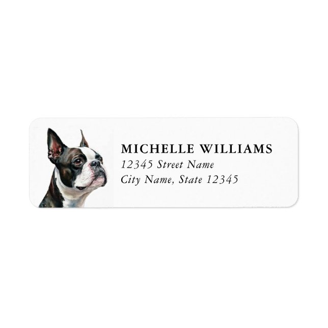Boston Terrier Rücksendeadressetiketten (Vorne)