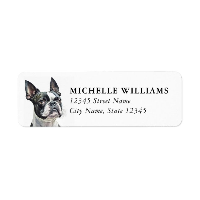 Boston Terrier Rücksendeadressetiketten (Vorne)
