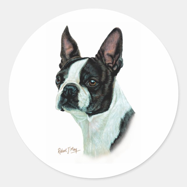Boston Terrier Runder Aufkleber (Vorderseite)