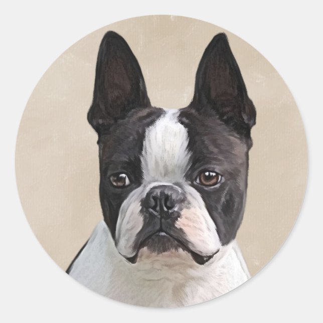Boston Terrier Runder Aufkleber (Vorderseite)