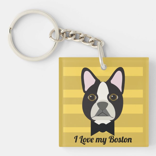 Boston Terrier Schlüsselanhänger (Vorderseite)